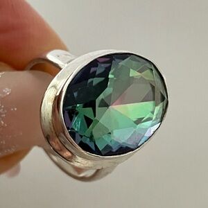 Sterling Silver Ring with Mystic Topaz Size 6